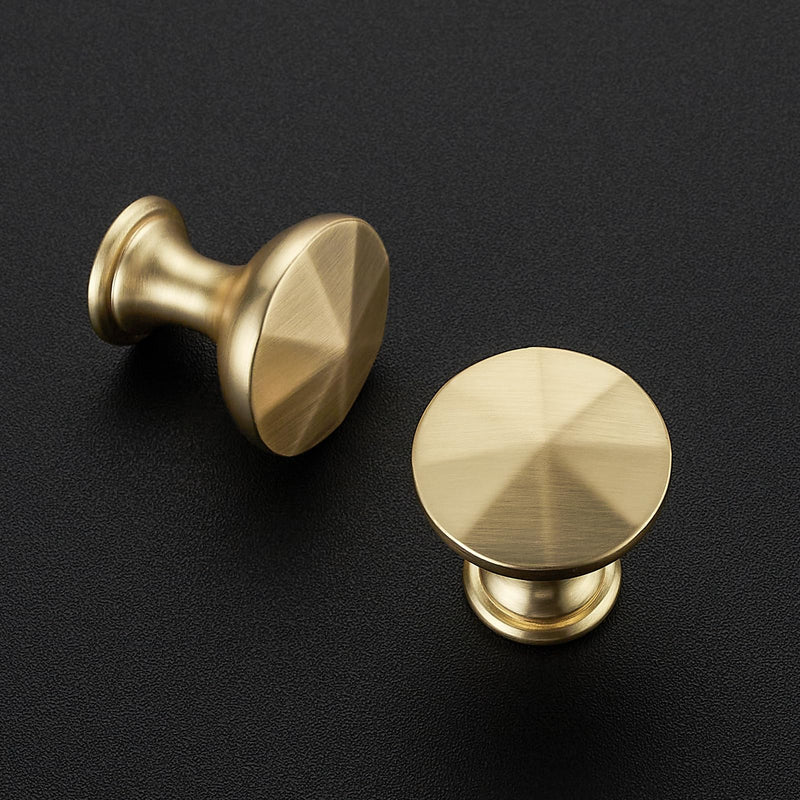 JOY DECOR TBrushed Nickel Cabinet Knobs Drawer Knobs, 1-3/16 Inch, 10 Pack | Sunburst Top Drawer Pull, Solid Metal Feel, Modern Hardware, For Kitchen Cabinets, Bathroom Vanities, Dressers Brushed Brass