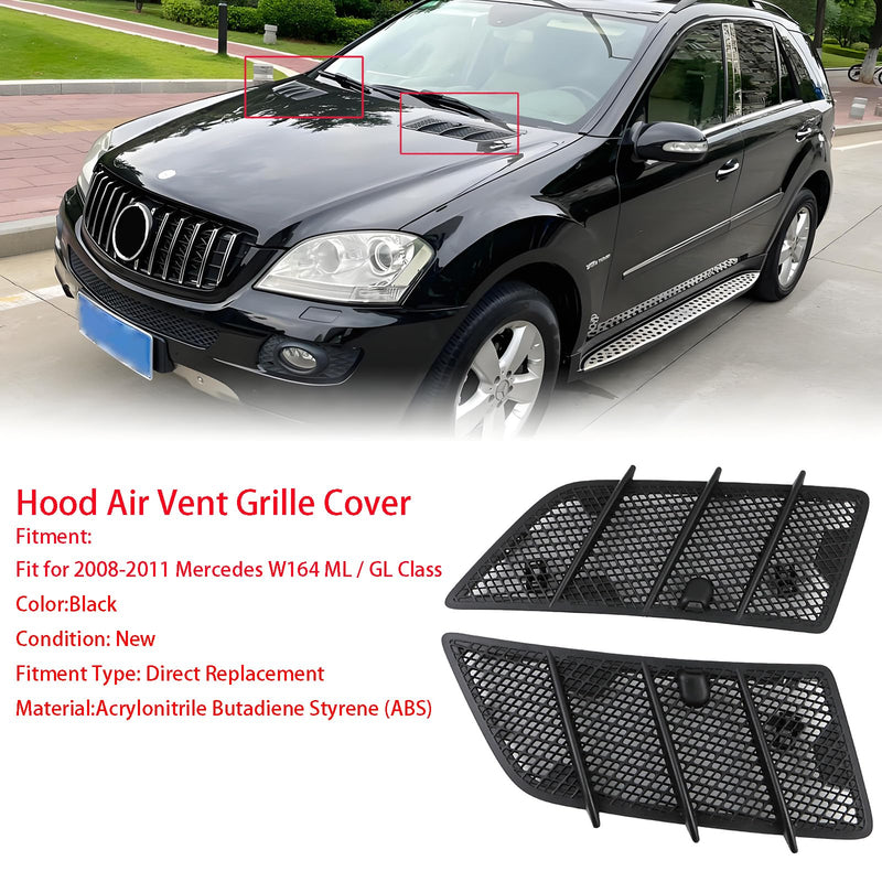 1648804305 Hood Air Vent Cover Left Right for Mercedes W164 ML350 ML450 ML550 ML63 AMG GL320 GL350 GL450 GL550 Class 2008-2011, Pair Hood Air Vent Grille Cover Replaces# 1648804405