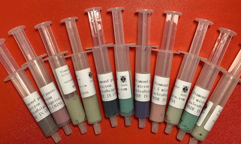 Professional Diamond Polishing Paste Set, 11Pcs 0.5-40 Micron Syringes, 5g Each, for Metal & Jewelry Polishing (Water Based) Water based
