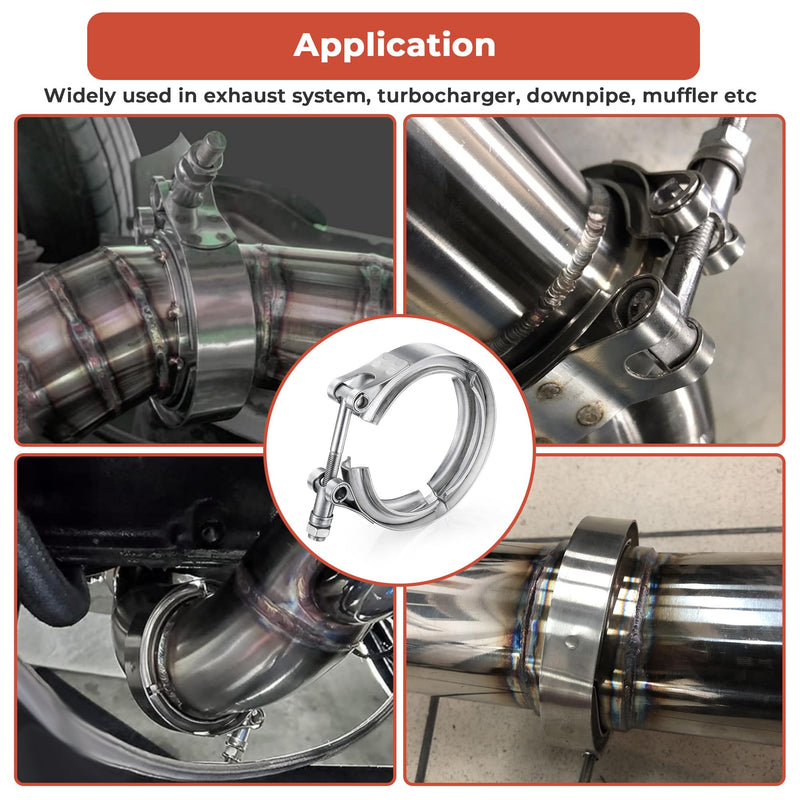 AKIHISA 4.5 Inch 304 Stainless Steel V Band Clamp, for Turbo Exhaust Down pipes Flange Kit, Racing Ford Pickup Truck Exchange Exhaust Accessories 4.5"