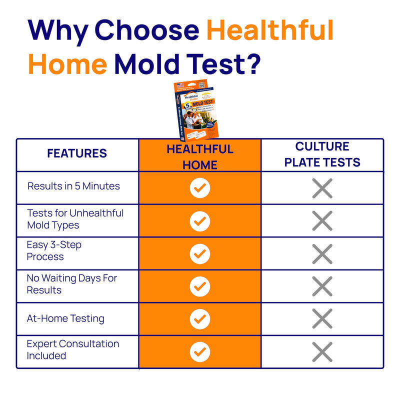 Healthful Home 5-Minute Mold Test Kit - Easy At-Home Mold Detection for Aspergillus/Penicillium & Stachybotrys, DIY Testing for Indoor Air & Moist Areas, No Lab Required, Includes Expert Consultation 1 Pack