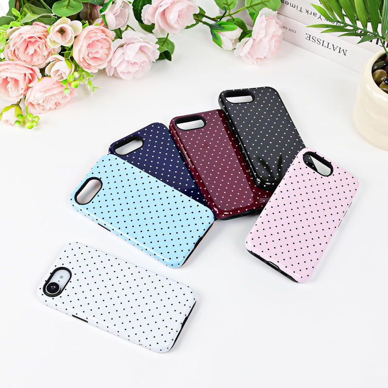Polka Dot Pattern Phone Case for iPhone 16e/17e 6.1", Pink | Cute Aesthetic Case for Women Girls,Dual-layer Shockproof Protective Phone Cover,No Fading Print