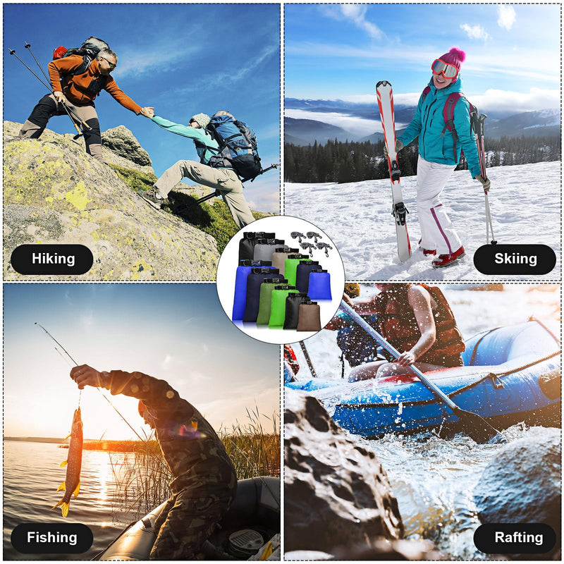 Shappy 6/12 Pcs Waterproof Dry Bags, Lightweight Outdoor Waterproof Dry Stuff Sacks 15/8/5/4/3/2 L and Long Adjustable Shoulder Strap for Kayaking Rafting Boating Hiking Camping Multicolor 12