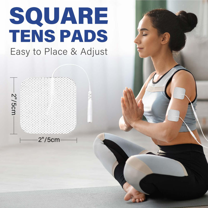 LotFancy TENS Unit Electrode Pads, 80PCS 2"x2" TENS Unit Pads for EMS Muscle Stimulator Electrotherapy, Self-Adhesive TENS Pads Replacement, Reusable and Latex-Free