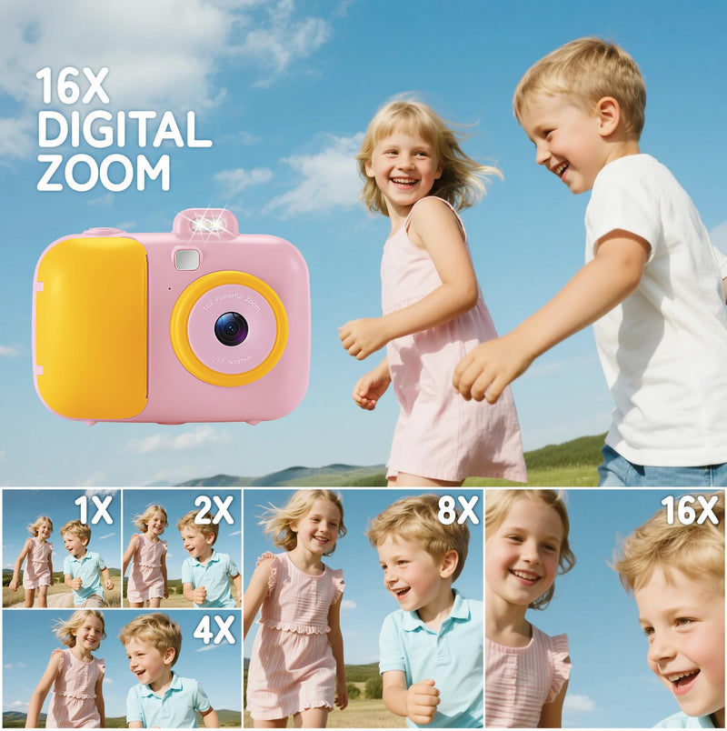 Instant Camera for Kids with Print Paper, 1080P HD Kids Camera Instant Print with 32GB SD Card, Girls Toys for Ages 5-7, Birthday Gifts for 5 6 7 8 9 Year Old Girls Pink