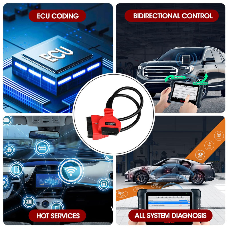 Autel Original OBD2 12+8 Adapter for Chrysler, OBD II Bypass Cable Gateway Protocol, Universal Security Bypass 12 8 Connector for FCA SGW Car, Work for All Scanner MK808 MX808 MX900 MS906 MS908