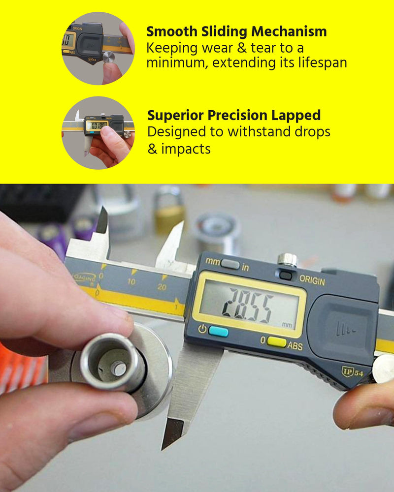 iGAGING Absolute Origin 0-6" Digital Caliper, IP54 Stainless Steel, SPC/USB Output Port, Inch & Metric Modes, Case, Manual 100-700-06