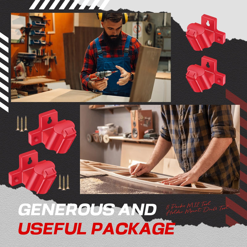 Threlaco 12 Packs Tool Holder Mount Drill Tool Hanger Compatible with Milwaukee M12 12V Wall Mount Drill Organizer Utility Storage Rack