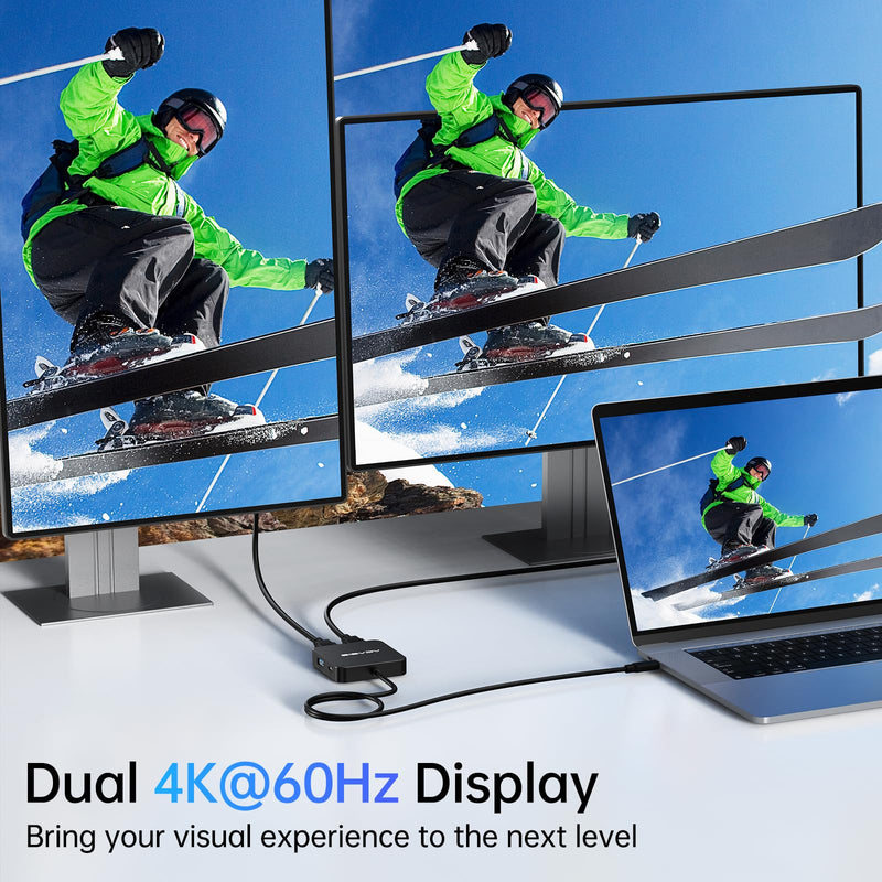 ACASIS Dual HDMI Docking Station with 100W PD Charging, 5Gbps USB-C and USB-A Data Ports, HDMI Hub for Dell XPS/HP/Lenovo/Surface/Yoga 2FT-2HDMI 4K60