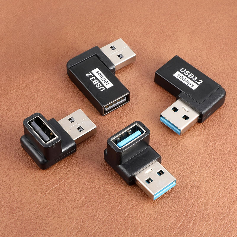4 Pack 90 Degree USB A Male to Female Adapter Right Angle USB Adapter | Up Down & Left Right Angle USBs 3.0 Connectors for Laptop, Hard Drive, Keyboard, Power Bank,High-Speed Transmission
