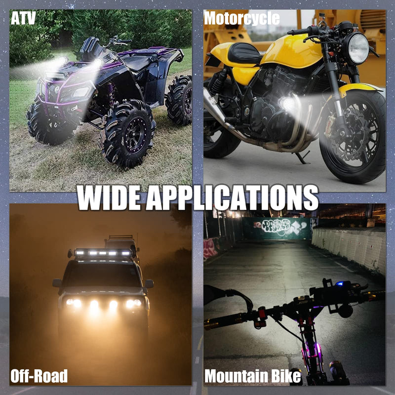  [AUSTRALIA] - Motorcycle Driving Lights 12-60V 40W 3600LM LED Fog Lights for ATV UTV Bike Car Truck Boat Forklift Waterproof LED Spotlights with 6 Light Beads High Low Strobe Beam Switch Universal (Black 2) Black 2