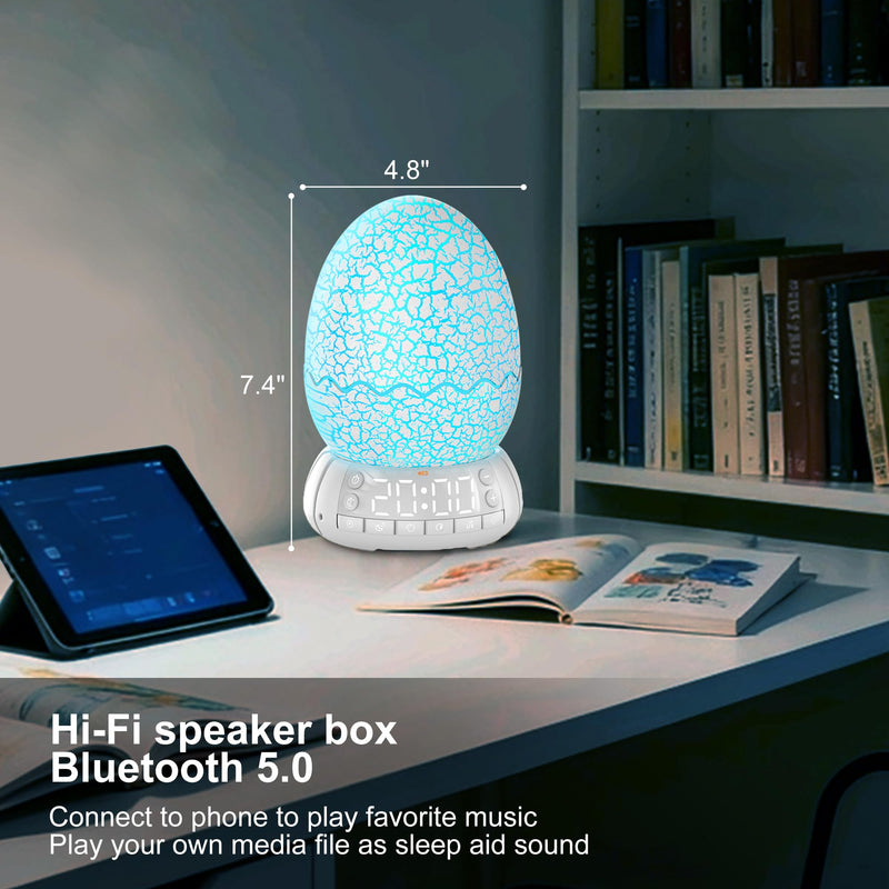 2th Generation Dragon Egg Digital Clock Ok to Wake Up Alarm Clock with Night Light / 20 Lullaby White Noise/Bluetooth Speaker, Illuminated Button Control Colors Volume Brightness Art Deco-Dragon