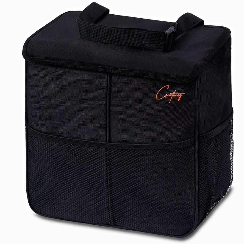 Creathing Leakproof Car Trash Can [3 Gal] Slim Design Garbage Bin– Universal Fit in Cars, Trucks, SUVs, for Floor, Console or Seat Hanging (Black) 3 Gallons Black