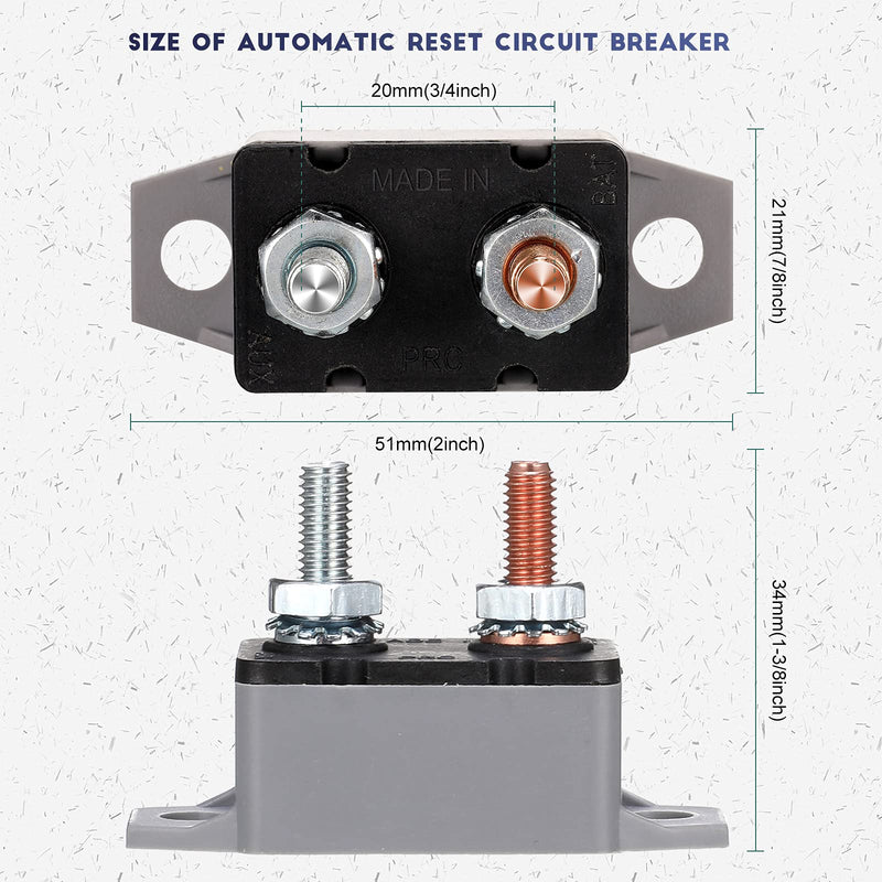 BBTO 4 Pieces DC 12V - 24V Automatic Reset Circuit Breaker Circuit Breaker with Cover Stud Bolt for Automotive and More (30 Amp) 30 Amp