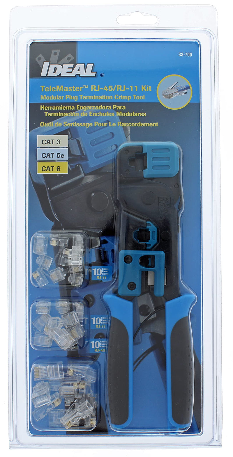 IDEAL INDUSTRIES INC. 33-700 Telemaster Crimp Kit for CAT3/5e/6 Cables, RJ-45 (8P8C) & RJ-11 (6P6C, 6P4C, 6P2C)