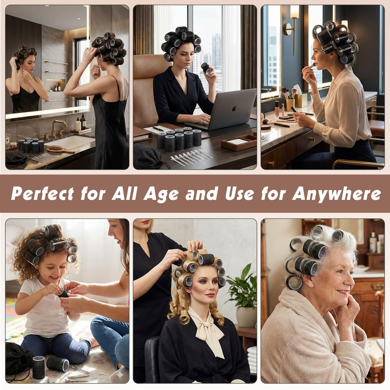 50PCS Hair Rollers, Hair Curlers Velcro Rollers 4 Sizes 60mm 48mm 36mm 25mm with 24 Clips Curlers Rollers for Long Medium Thick & Fine Hair DIY Styling