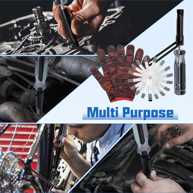 10mm Valve Lash Adjustment Tool Kit with Feeler Gauges & Gloves - Professional Valve Adjustment Tool for Honda, for Toyota, for Nissan and Other Japanese Car Engines