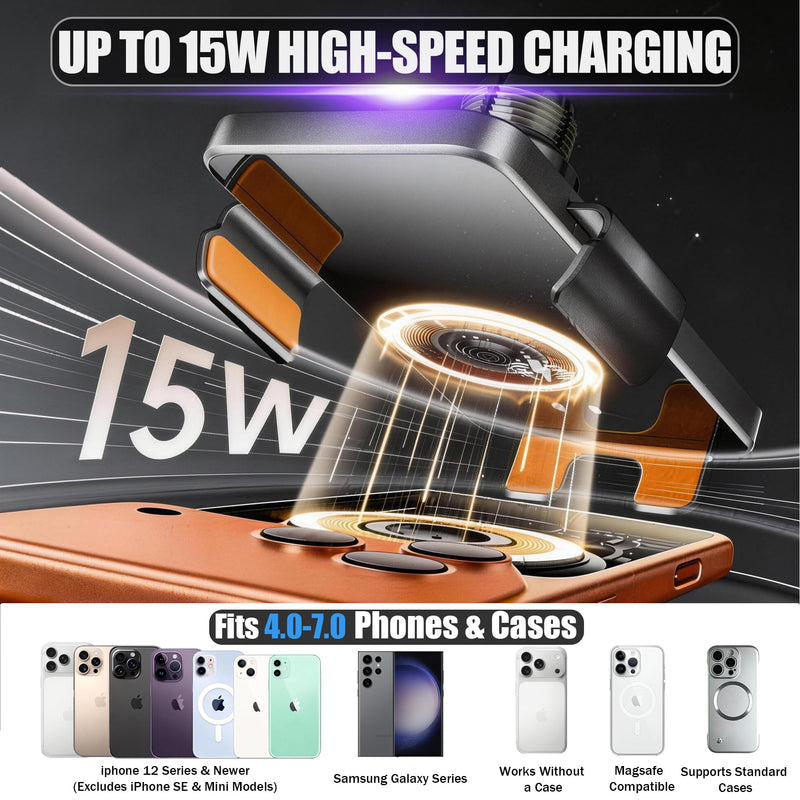 Car Phone Mount for 2023-2026 Honda CR-V & HR-V, Smart Auto-Clamping on 7/9" Touchscreen, 15W Wireless Fast Charging, Premium Aluminum Holder, Without Blocking Airflow for Honda CR-V/HR-V | 2023-2026