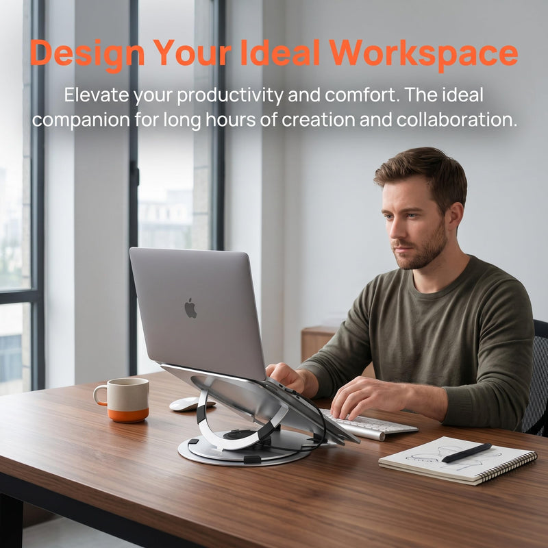 360° Rotating Laptop Stand, Aluminum Alloy Material, Built-in 3-in-1 USB Docking, USB 3.0 Interface for Team Collaboration and Online Teaching