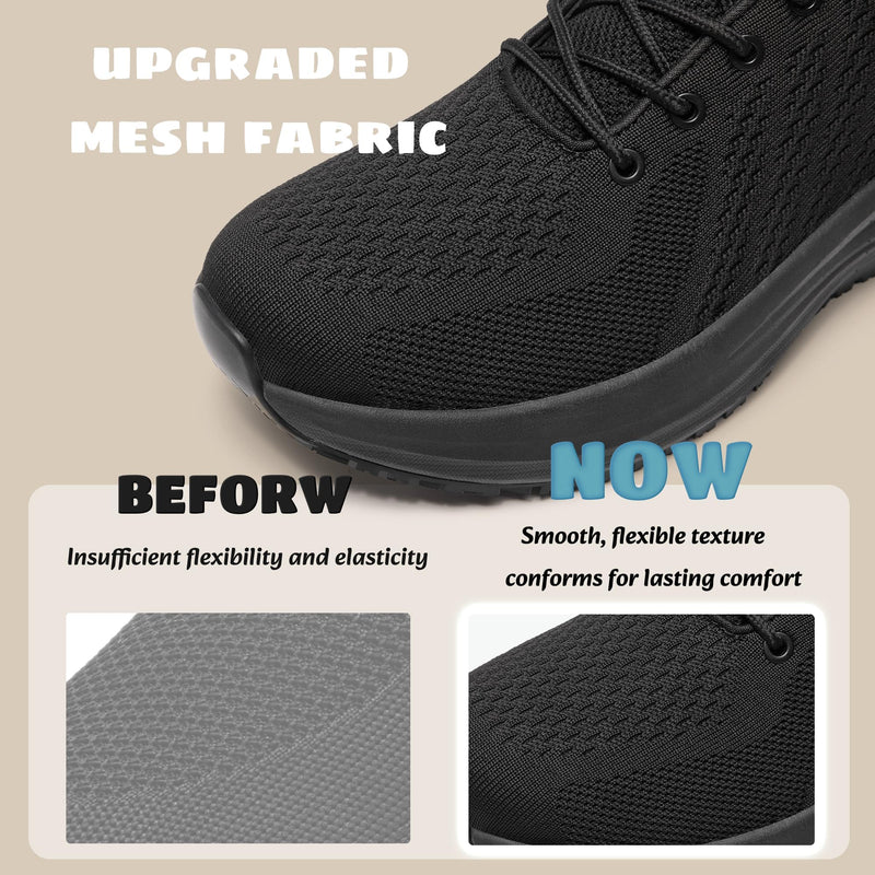 Women's Non Slip Work Shoes Slip Resistant Nurse Sneakers with Arch Fit Support Comfortable Mesh Walking Shoes for Food Service Chef Kitchen Restaurant 8 Black