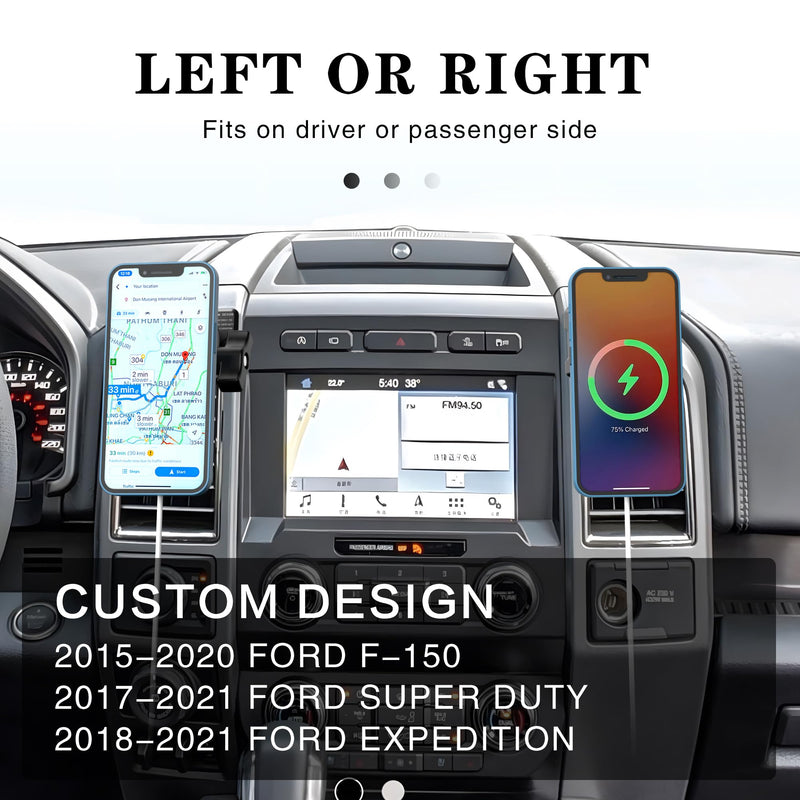 EASEORD Magnetic Wireless Charger Vent Phone Mount 2015-2020 Ford F-150, 2017-2021 Super Duty, 2018-2021 Expedition, 15W Fast Charging for Magsafe F150 Phone Holder for iPhone Andrio All Smartphone