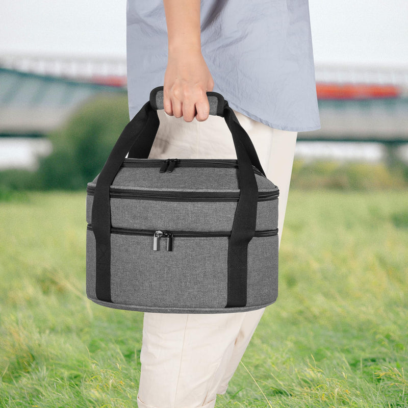 Trunab Insulated Round Casserole Carrier for Hot or Cold Food - Double Decker Pie Carrier for Picnics, Camping & Parties