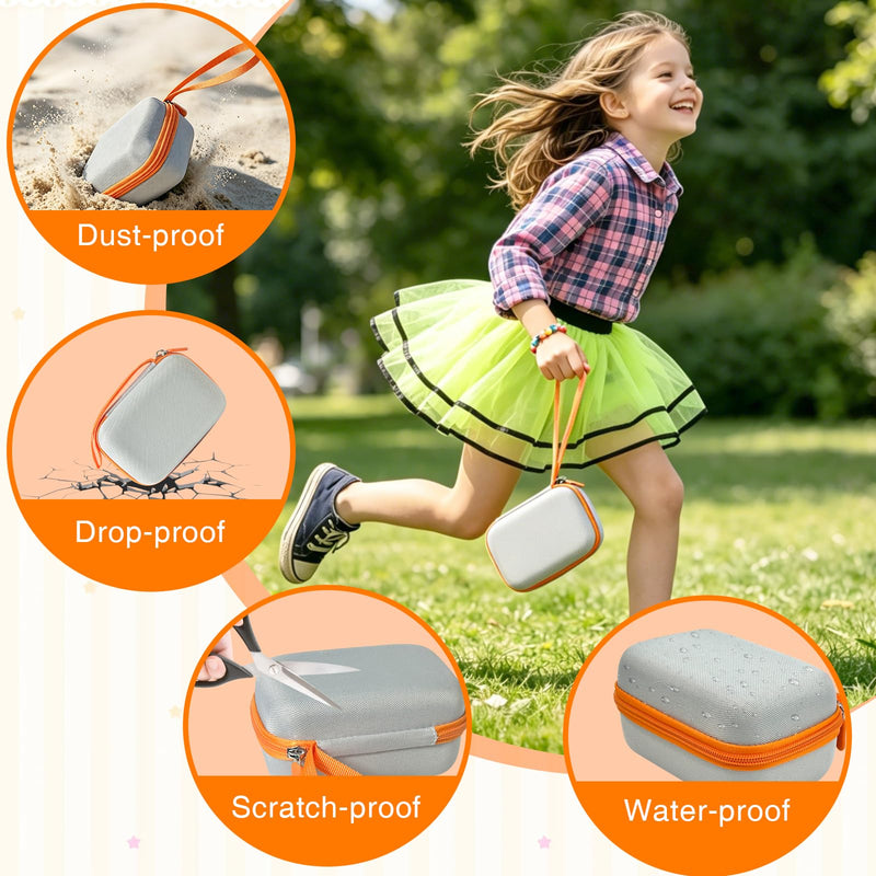 Teyomi Storage Case Compatible with Yoto Mini Player with 5 Blank Cards | Card Holder for Yoto Cards, 20PCS Self Adhesive Tabs with 2 Loops, Drop-proof, Water-proof, Perfect for outdoor trips, Orange