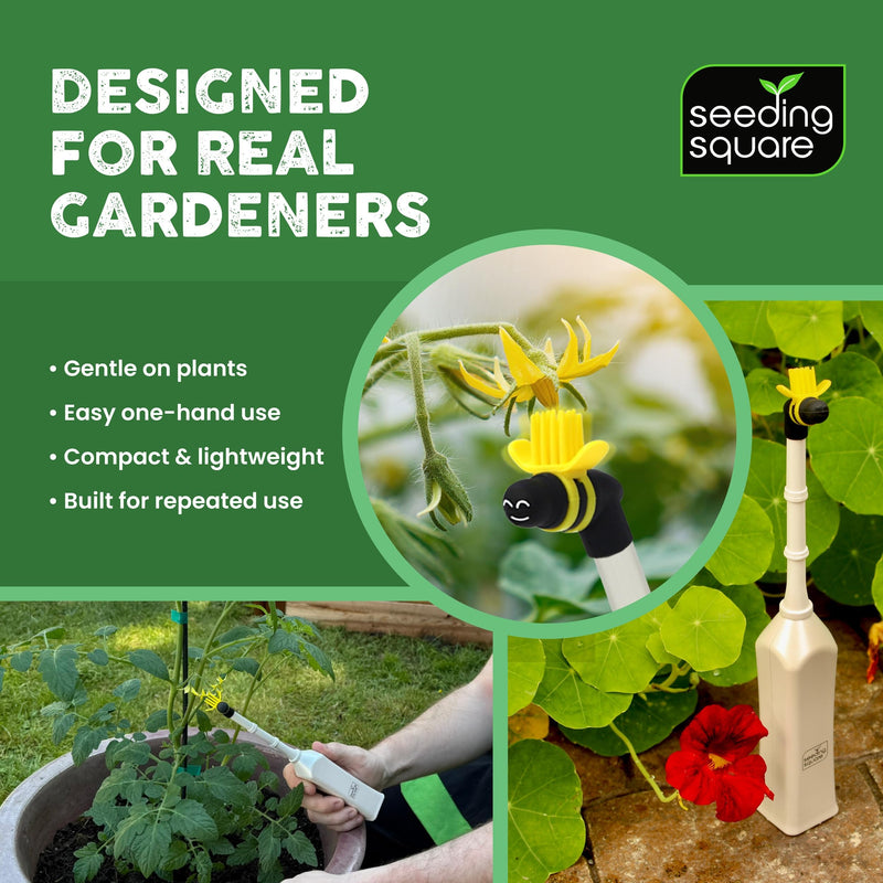 Seeding Square Handheld Pollinator Tool for Vegetable Gardening – Soft Silicone Brush, Manual Gardening Tool for Indoor and Outdoor Use, Boosts Garden Yields