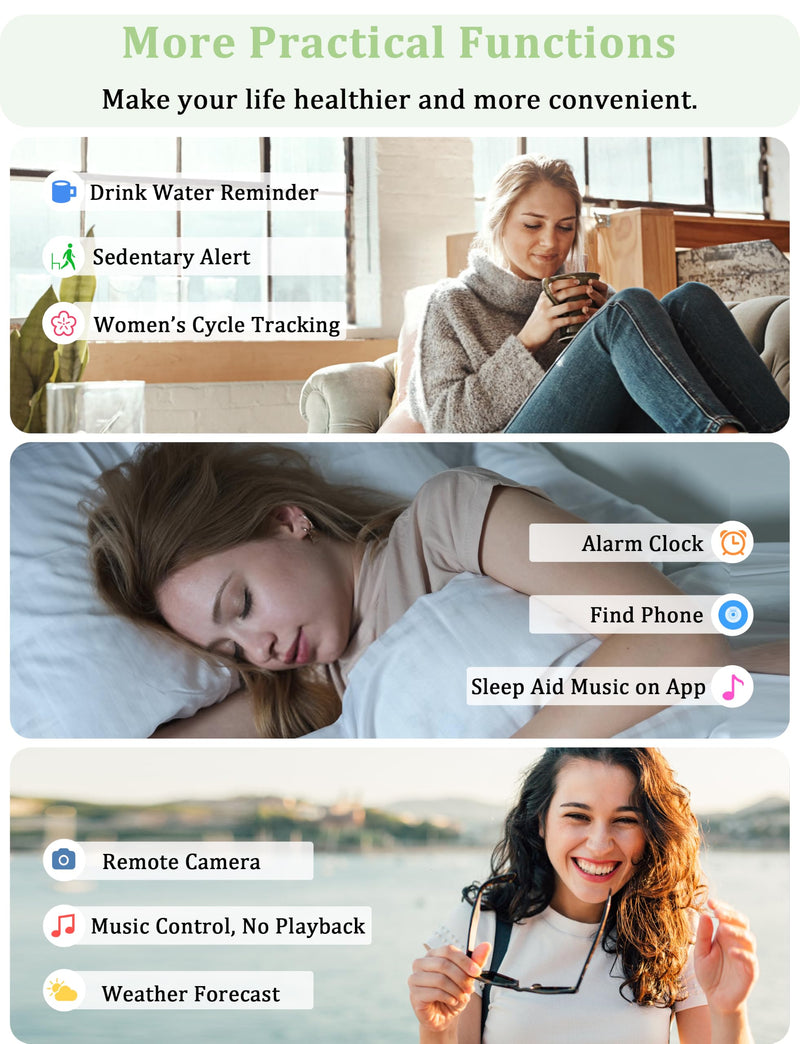 LODIMEKE Smart Watch, Alexa Built-in, Answer/Make Calls 44mm Smartwatch Women Men, 1.83" Sports Watch IP68 Waterproof, Heart Rate Sleep Stress Monitor, Step Counter Watch for Android & iOS Phone Mint Green