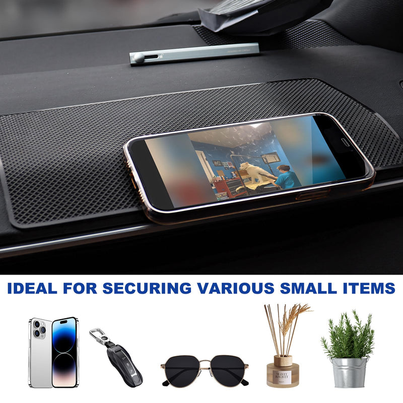 Car Dashboard Anti-Slip Mat, 10.8"×5.9" Large Auto Dash Sticky Pad Washable Gripping Mat, Heat Resistant Anti Skid Pad Universal Interior Accessories for Most Vehicles (Grid) Grid