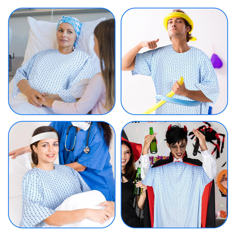 Liitrsh 3 Pcs Patient Gown Party Costume Set Unisex Funny Mardi Gras Cosplay Hospital Gown Butt Cheeks Costume Bandage for Cosplay Dress up Party Blue