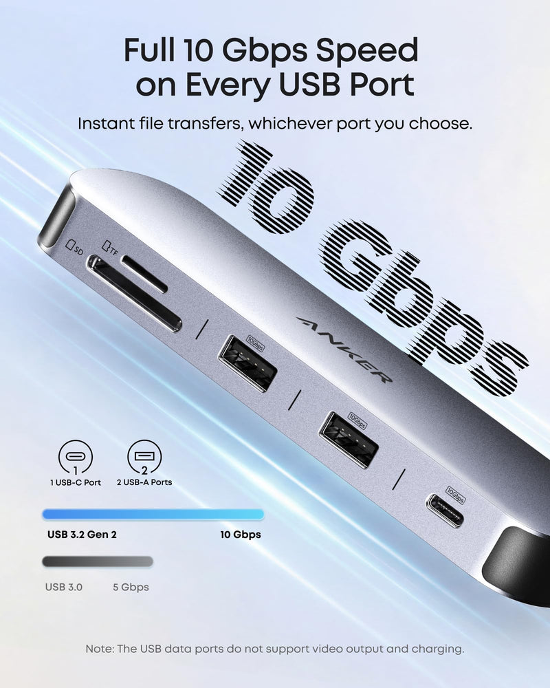 Anker Nano Laptop Docking Station Dual Monitor,8-in-1 USB C Hub for Windows | Dual 4K@60Hz for DP 1.4, 10Gbps USBC & USBA Data Ports, 85W PD, SD/TF Card Reader, for Dell, Lenovo, HP