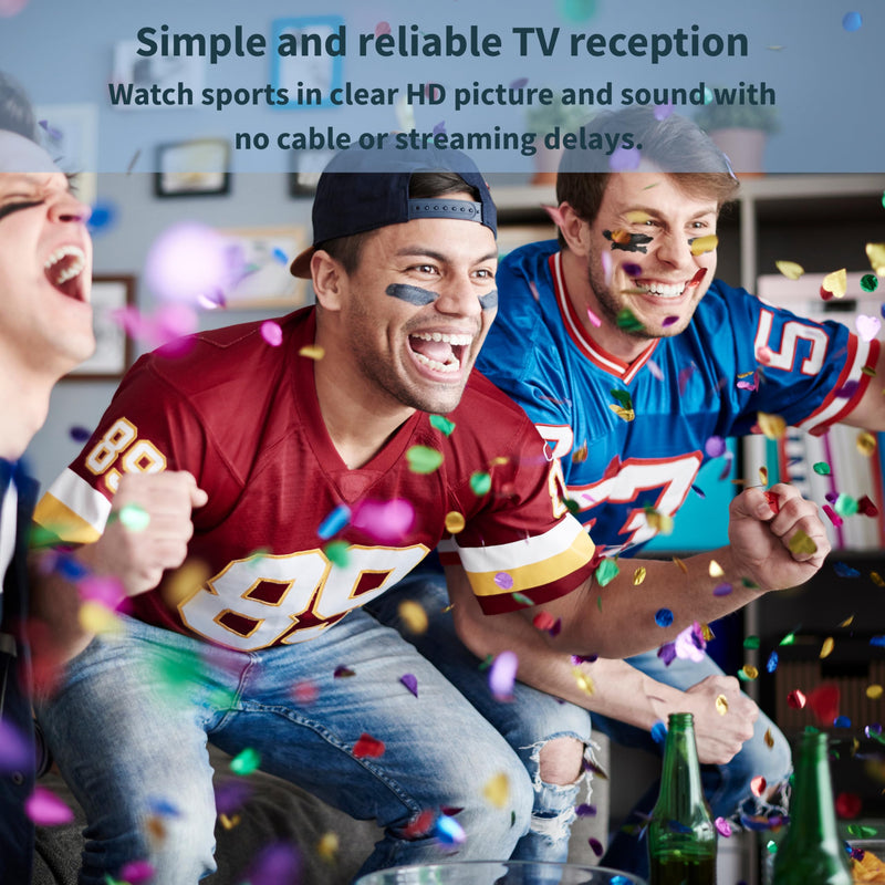 Mohu Leaf Plus Paper-Thin Indoor TV Antenna, Amplified, UHF VHF, 60-Mile Range, Multi-Directional, 4K 8K UHD, NEXTGEN TV - w/ 12 ft. Cable