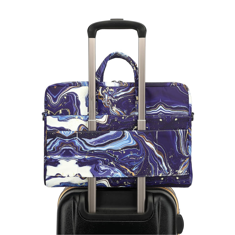 Ezrelia15-15.6 inch Laptop Shoulder Bag, for MacBook Pro 16, Hp Lenovo Dell 14 inch Waterproof Messenger Bag Case Sleeve 15 inch/15.6 inch Blue Marble