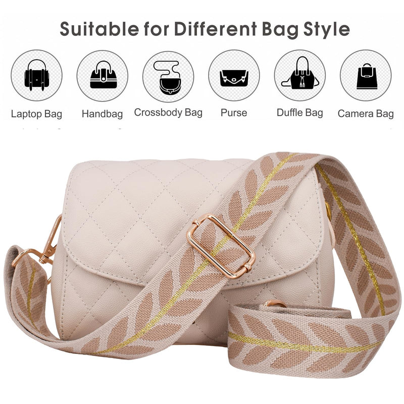 Replacement Purse Strap Shoulder Strap Adjustable Crossbody Strap for Women Crossbody Wide Shoulder Bag Khaki vine-Gold Metal
