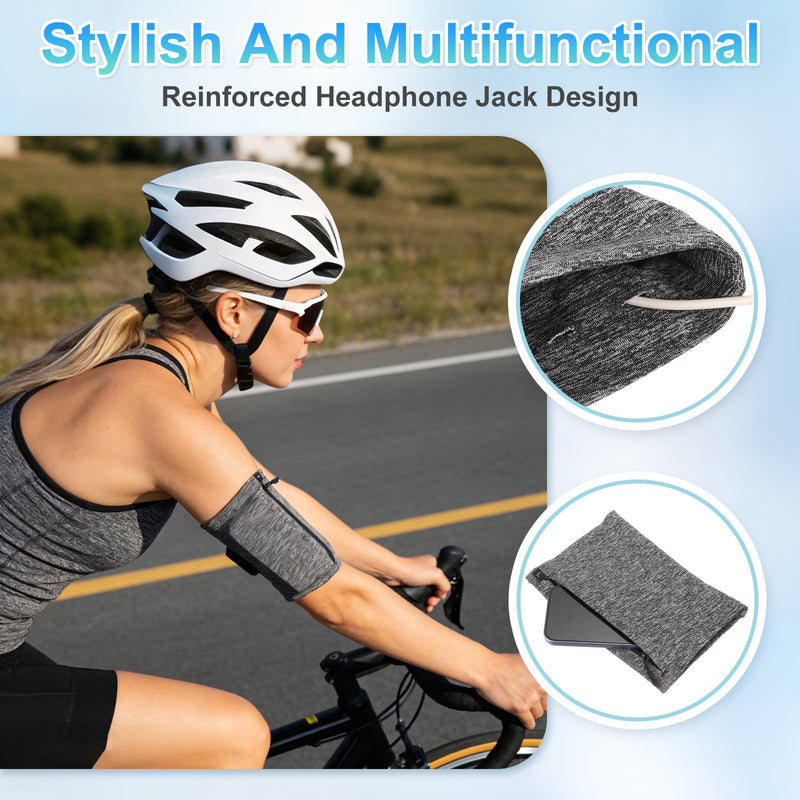 PATIKIL Sports Armband Sleeve, M Size Universal Running Holder Arm Band with Zipper Pocket Lightweight Cell Phone Armband for All Phones Hiking Biking Jogging Gym, Black