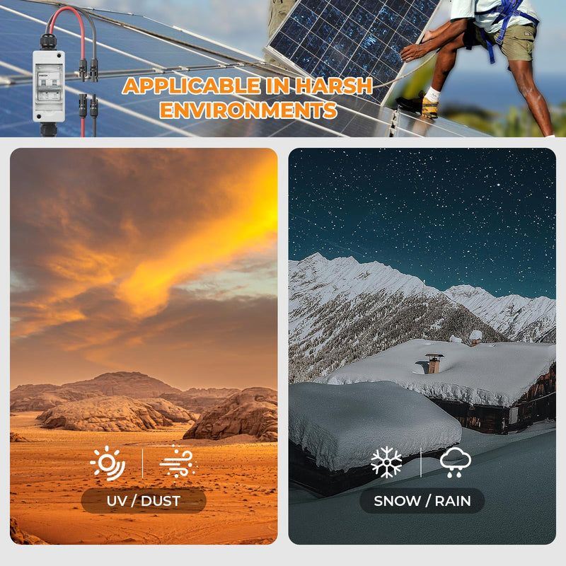 Solar Panel Disconnect Switch 1000V 60A PV Disconnect Switch Outdoor Miniature Circuit Breaker IP65 for Solar PV Homes Battery (1000V 60 Amp)