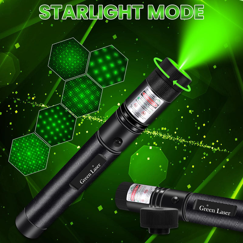 Rechargeable Green Laser Pointer, Long Range Laser Pointer High Power with Star Cap for Astronomy, Architecture, Outdoor Adventures