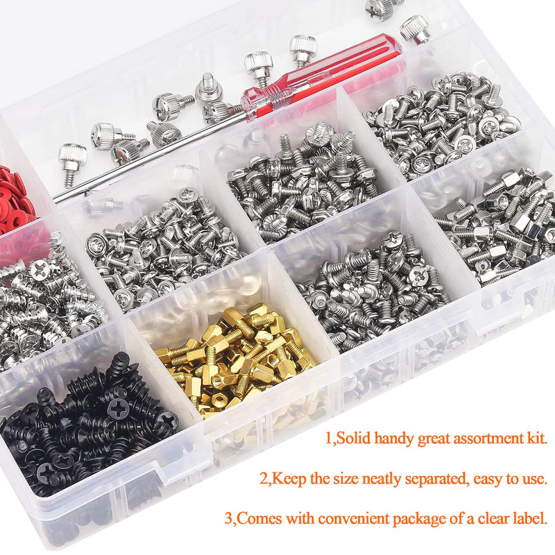 810 Pieces Computer Standoffs Screws Assortment Kit with a Screwdriver