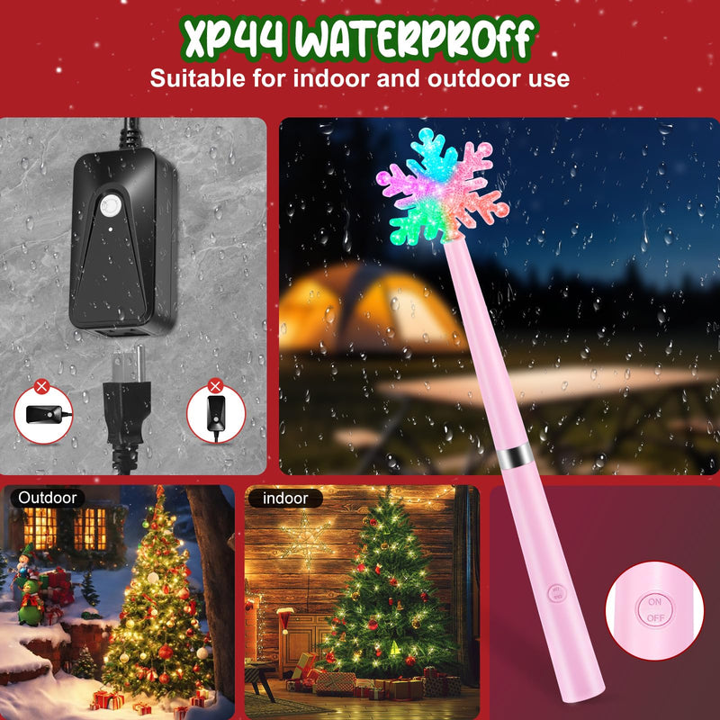 Wireless Remote Control Outlet, Magic Light Wand for Christmas Tree Lights and Home Decoration Lights, Remote Magic Wand Switch Kit with Music, Ideas for Kids/Friends/Family, Pink