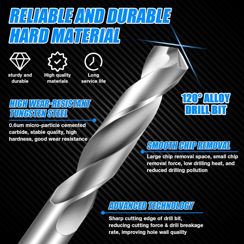 5mm Drill Bits Solid Carbide Drill Bits, Metric Drill Bit Set, Tungsten Carbide Drill Bit Set for Stainless Steel Hardened Steel Cast Iron Alloy Copper, 2 Pcs 5mm