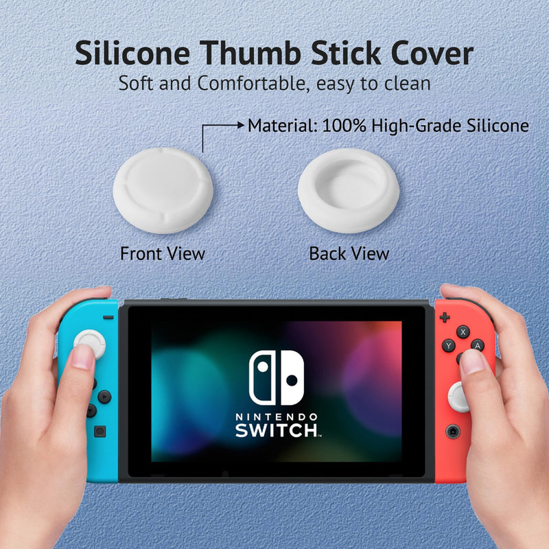 6 Pack White Silicone Analog Stick Covers for Nintendo Switch, Joy-Con Controller Thumb Grips, Joystick Replacement Caps