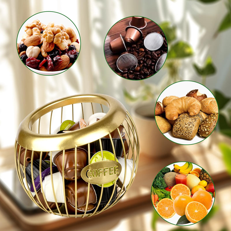 Stainless Steel Cup Coffee Basket pods holder Sturdy for Home or Office Kitchen Counter Organizer Espresso Capsule (GLOD) GLOD