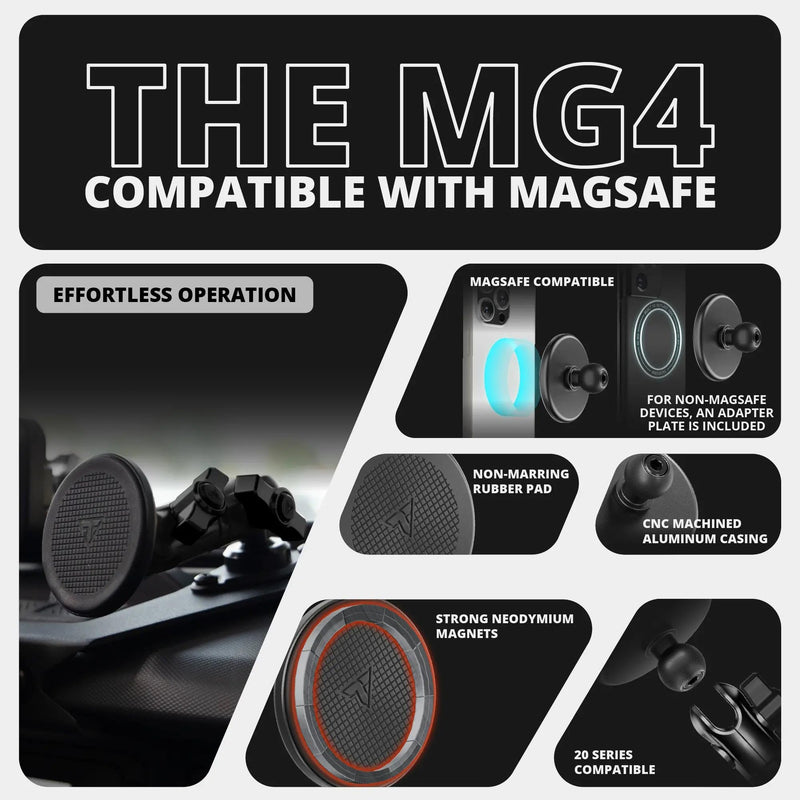 Tackform Link Vent Phone Mount Compatible with 2016-2023 Toyota Tacoma and 2014-2021 Toyota Tundra | Aluminum | Zero Slip | Compatible with MagSafe | Universal Magnetic Holder | 2" Arm | Black Knob Large Magsafe Magnet