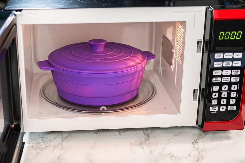 Bakerpan Collapsible Silicone Microwave Vegetable Steamer with Lid - 64 oz Silicone Steamer Pot for Cooking, Steaming & Reheating Food - BPA-Free, Dishwasher Safe 1900 ml