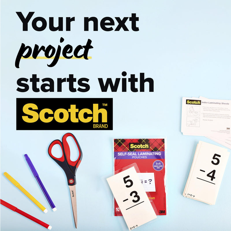 Scotch Self Seal Laminating Pouches 3 x 5 Index Card Size, 25-Pack | No Laminator Machine Needed, Great for Index Cards, Flash Cards & Test Notes