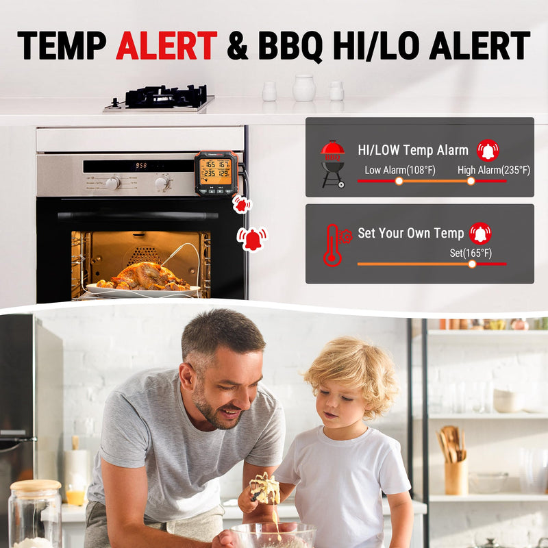 ThermoPro TP717 Digital Meat Thermometer for Grilling, Backlit Grill Thermometer Meat Thermometer Oven Safe with 2 Meat Probes, Food Thermometer for Cooking with Temp Alert for Smoker, BBQ, Oven