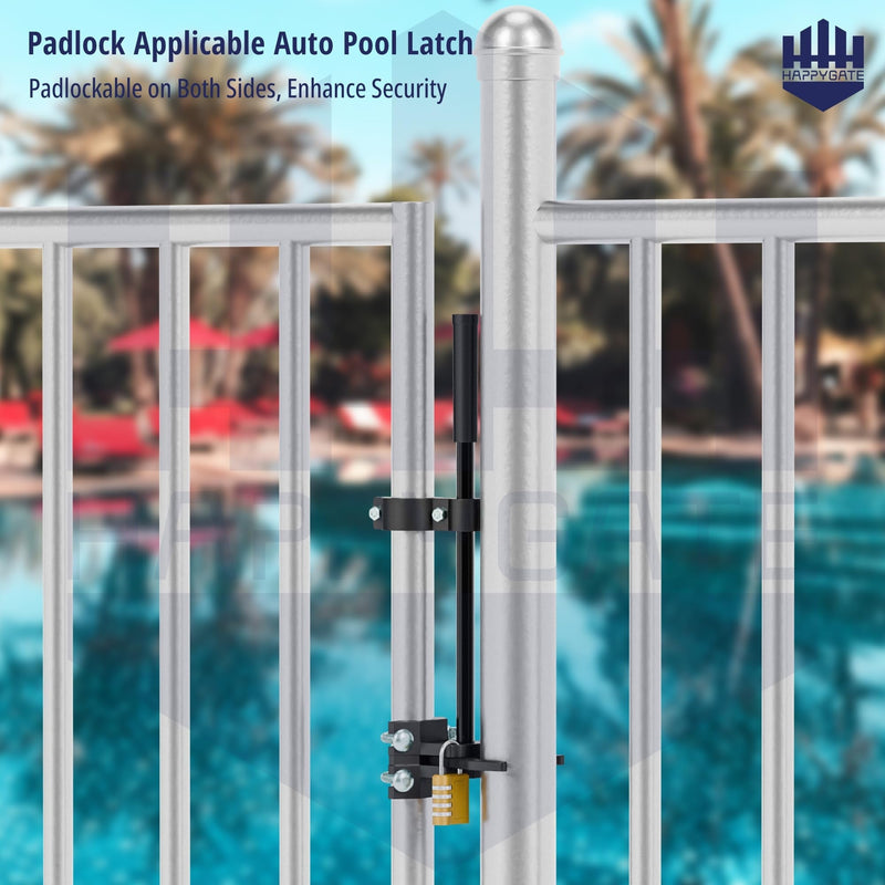 Pool Gate Latch, Auto Pool Gate Safety Latch for Chain Link Fence, Push Style Pool Gate Lock Chain Link Fence Gate Latch for Metal Gates, Outdoor Pool Safety (1-3/8"x2-3/8") 1-3/8"x2-3/8"
