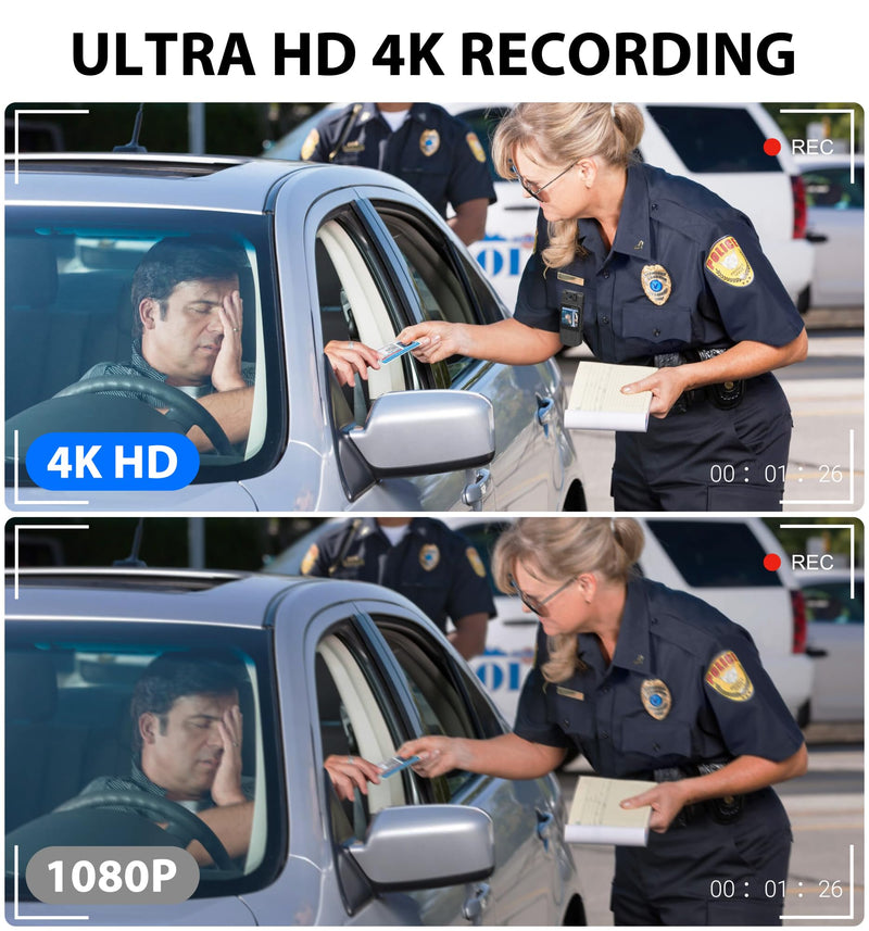 4K Body Camera with Audio and Video Recording, 128G Mini Wearable Body Cam | 180° Rotating Lens, Night Vision, 15Hrs Battery, Magnetic Clip Portable Cameras for Sports Travel and Police Law Enforcement