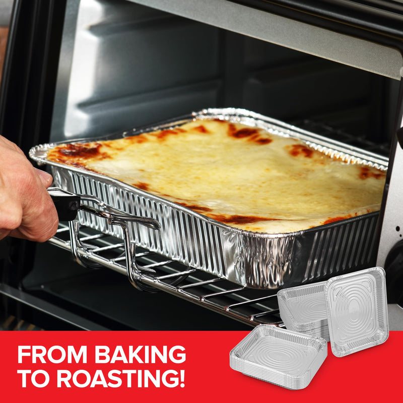 (30 Pack) Disposable Aluminum Pans 9x13 Shallow, Heavy Duty 1.75" Deep Foil Pans, Baking Tins, 13x9 Baking Pan for Cooking and Serving Cookies, Brownies, Sheet Cake, Cookie Sheets, Holiday Meal Prep 30